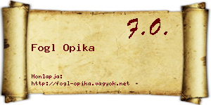 Fogl Opika névjegykártya